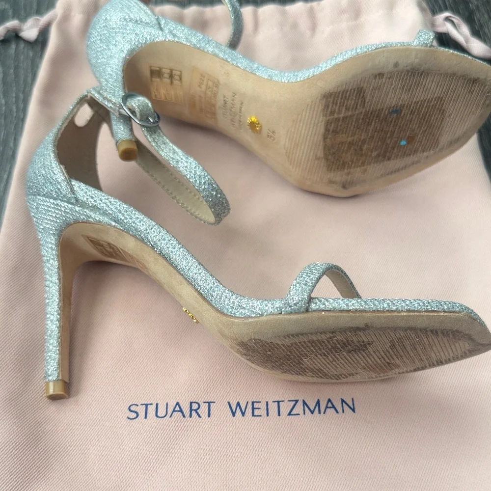 Stuart Weitzman Nudist Curve 75 Crystal Sandals Sz 5.5 - Picture 9 of 10